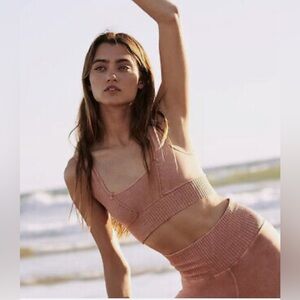 Free People Movement Brown Heathered Square Neck Good Karma Sports Bra